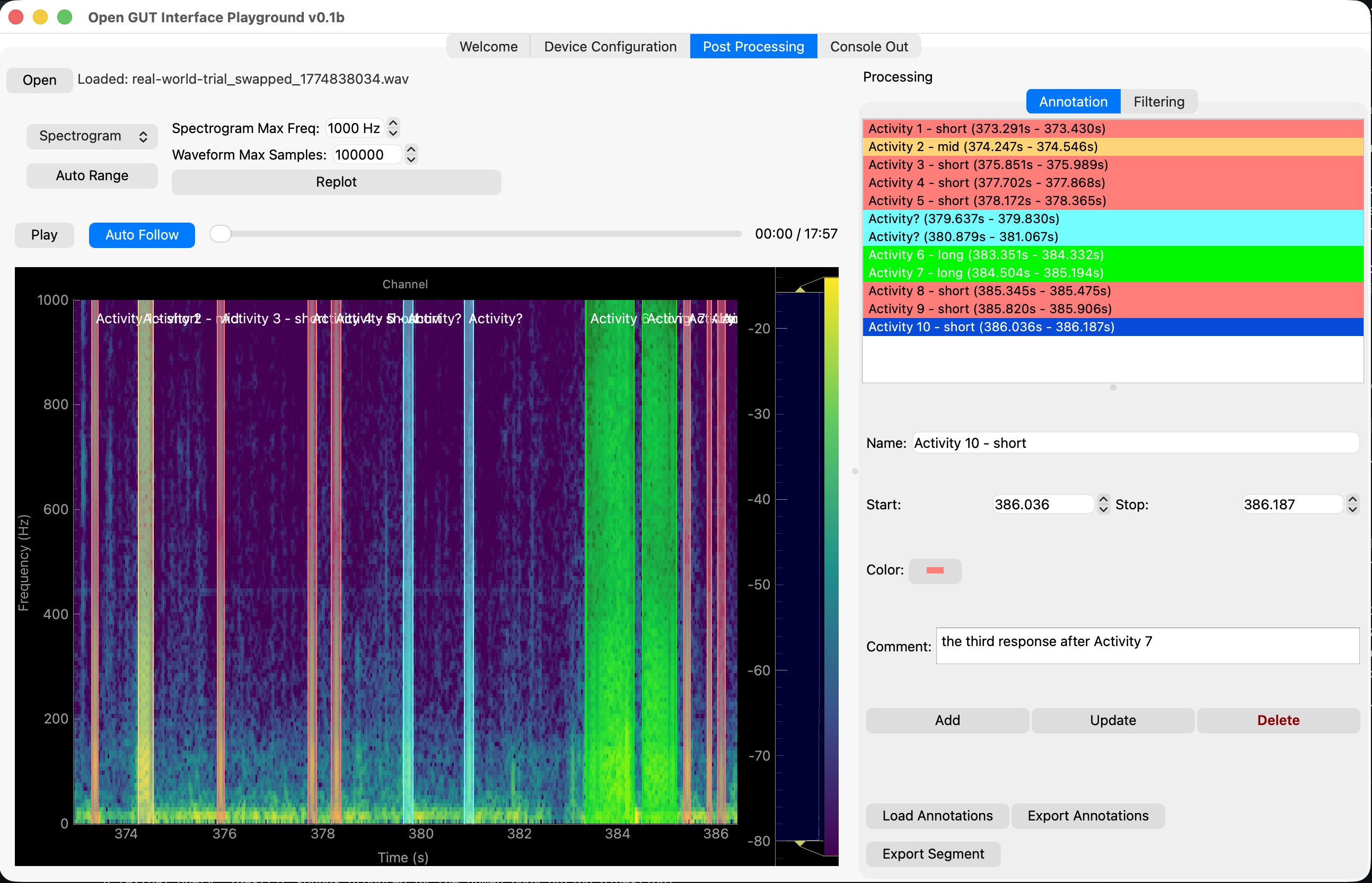 Signal annotation panel in the Playground desktop app.