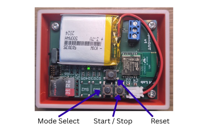 An image explains the roles of three buttons on PCB